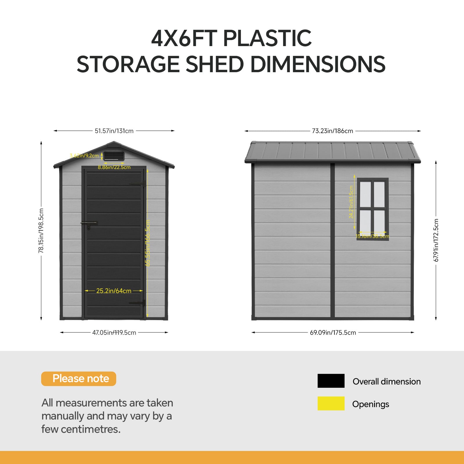 4x6 Ft Outdoor Garden Plastic Storage Shed | Black