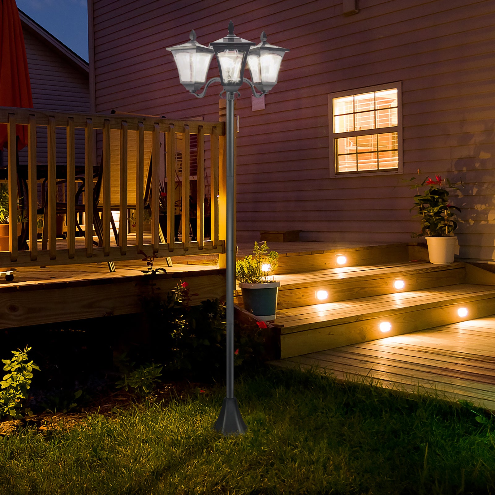 Outdoor Garden Solar Light With Base Bollard Lamp