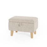 Linen Upholstered Storage Ottoman Footstool
