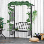 Garden Arbor Arch Metal Bench Loveseat