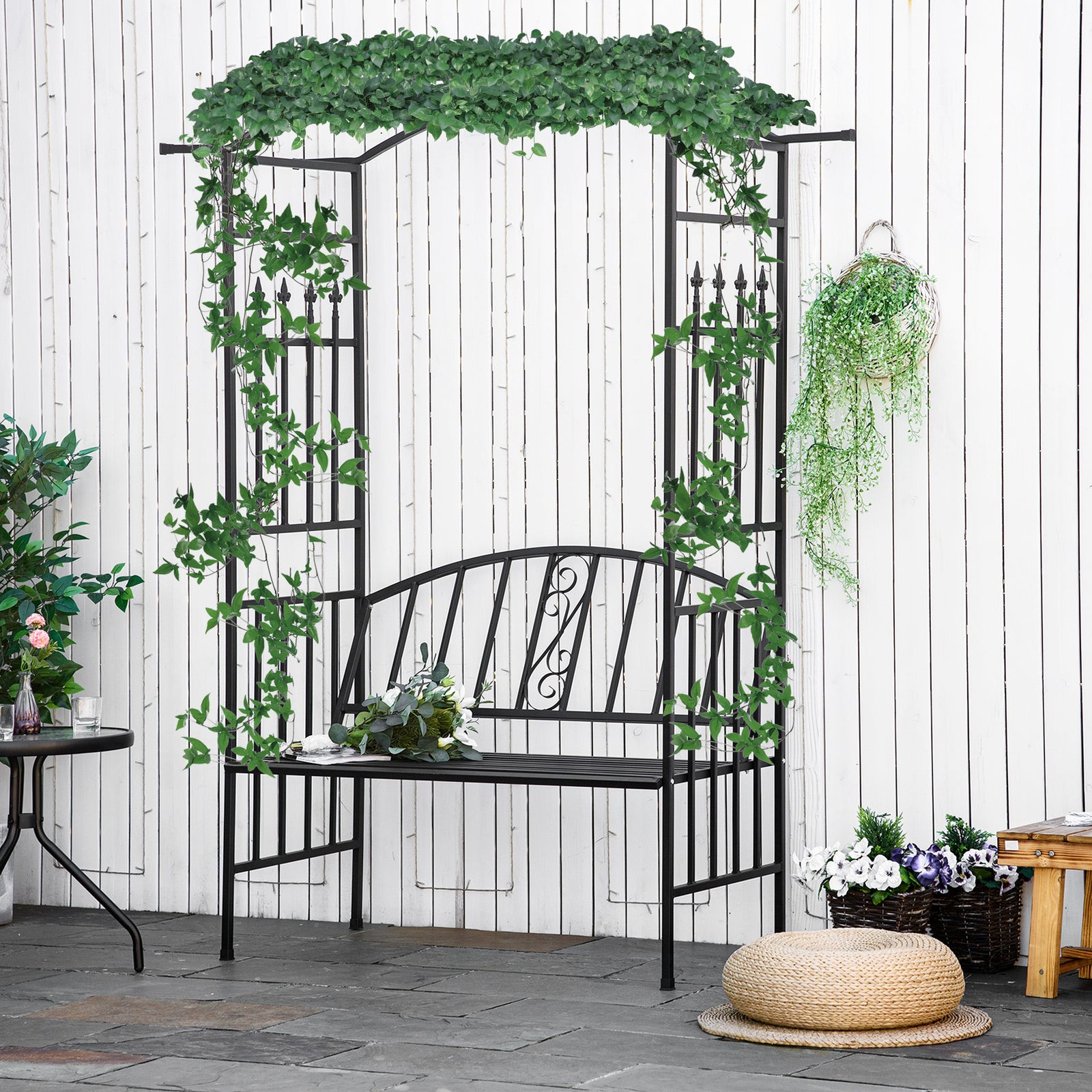 Garden Arbor Arch Metal Bench Loveseat