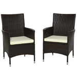Outdoor Rattan Armchair Wicker Dining Chair Set For Garden | Set-of-2 | Brown