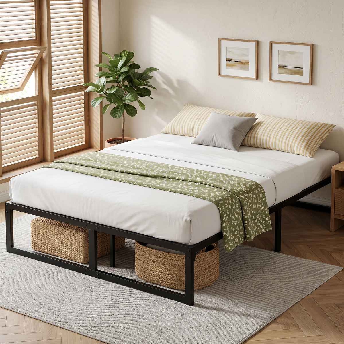 HOMCOM Bed Frame With Underbed Storage, Noise-free