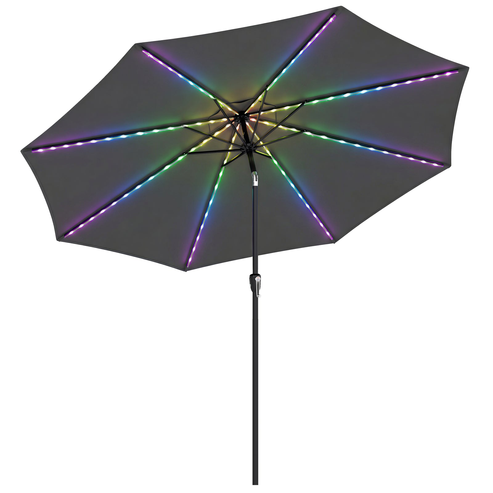 3 M Garden Parasol Umbrella With Led Lights, Patio Umbrella | Grey