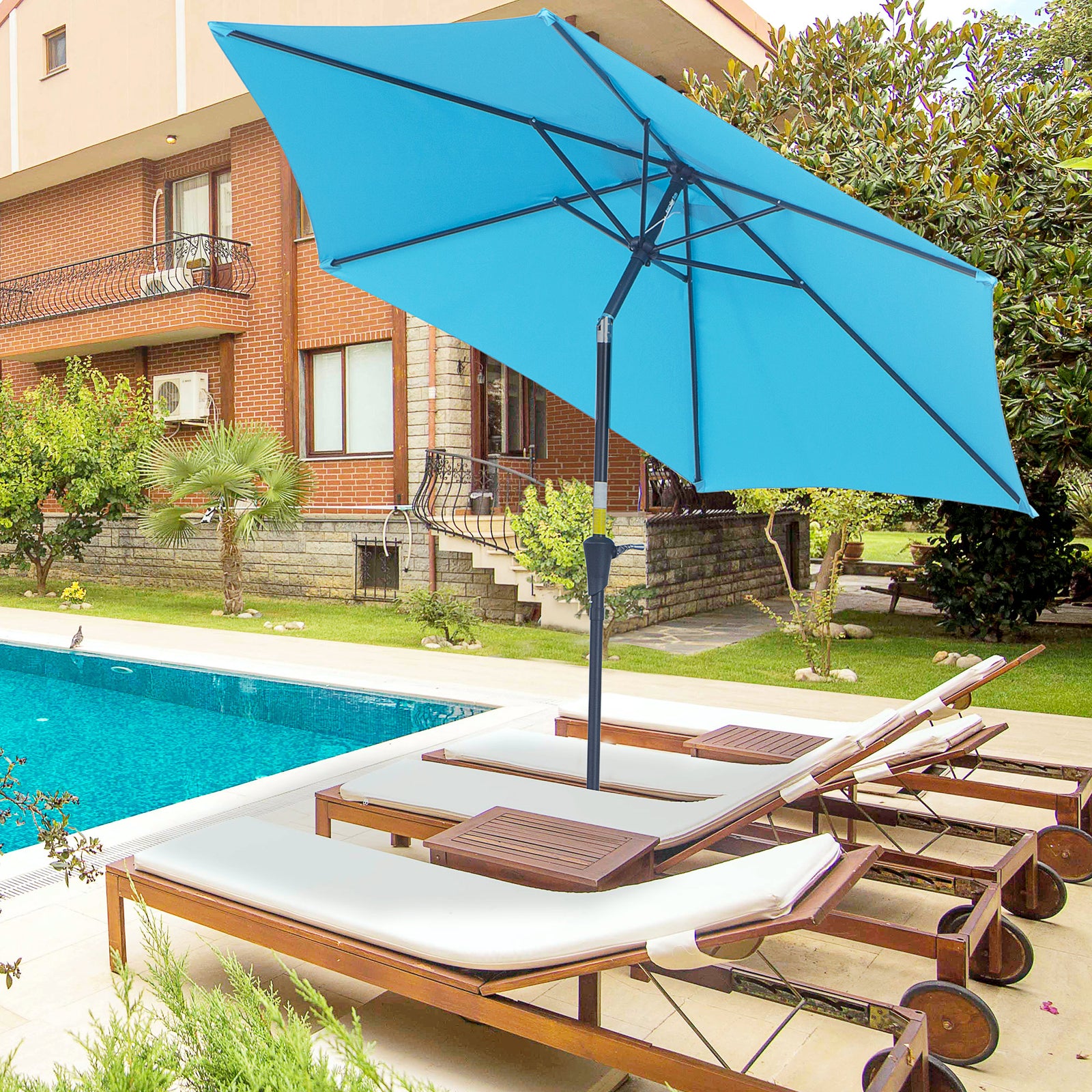 2.6m Patio Umbrella With Tilt Crank | Blue