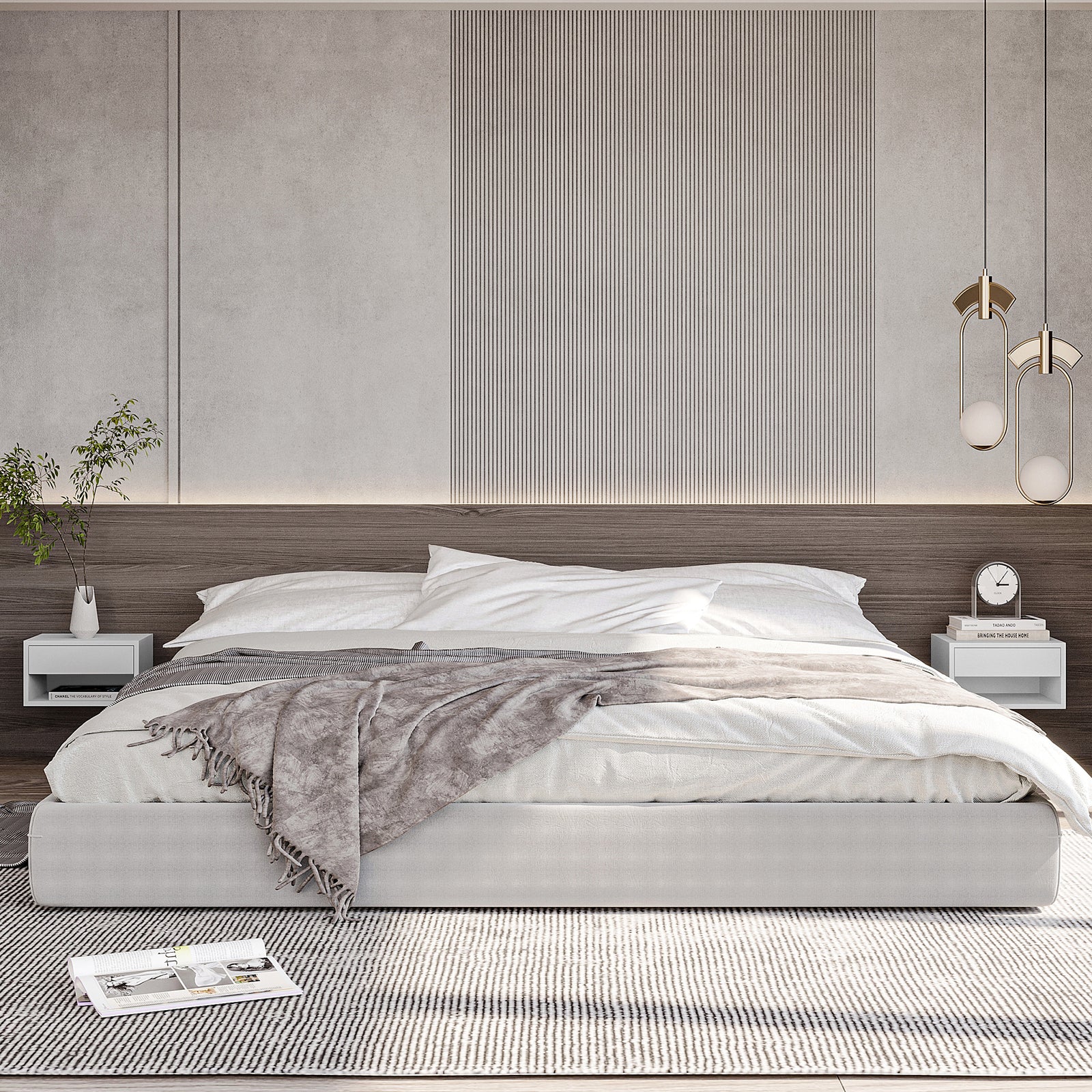 Floating Bedside Table Set Of 2 Wall Mounted Nightstand | Set-of-2 | White