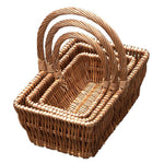 Wicker Set Of 3 Rectangular Gift Shopping Baskets