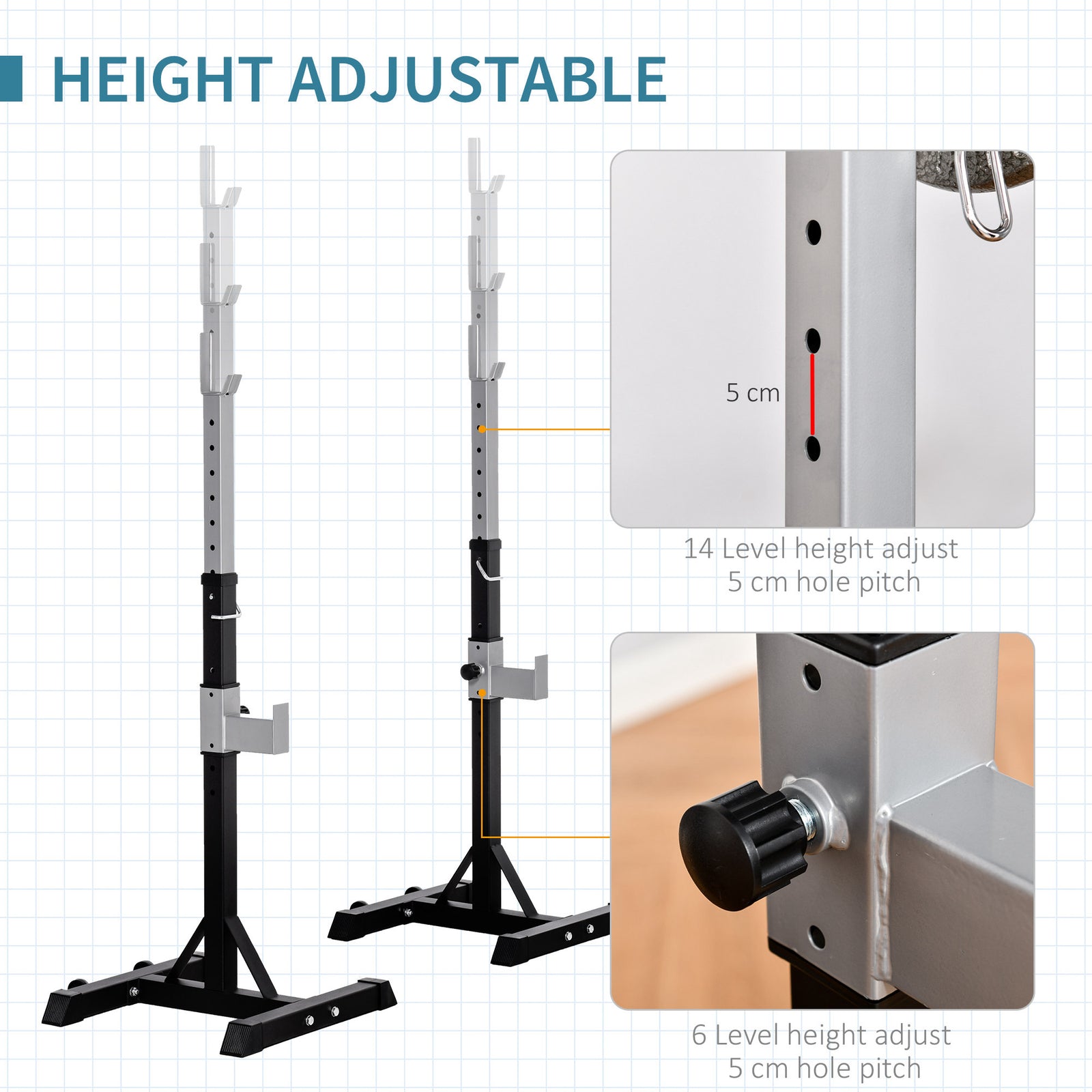 Portable Squat Rack With Wheels For Weight Lifting | Black