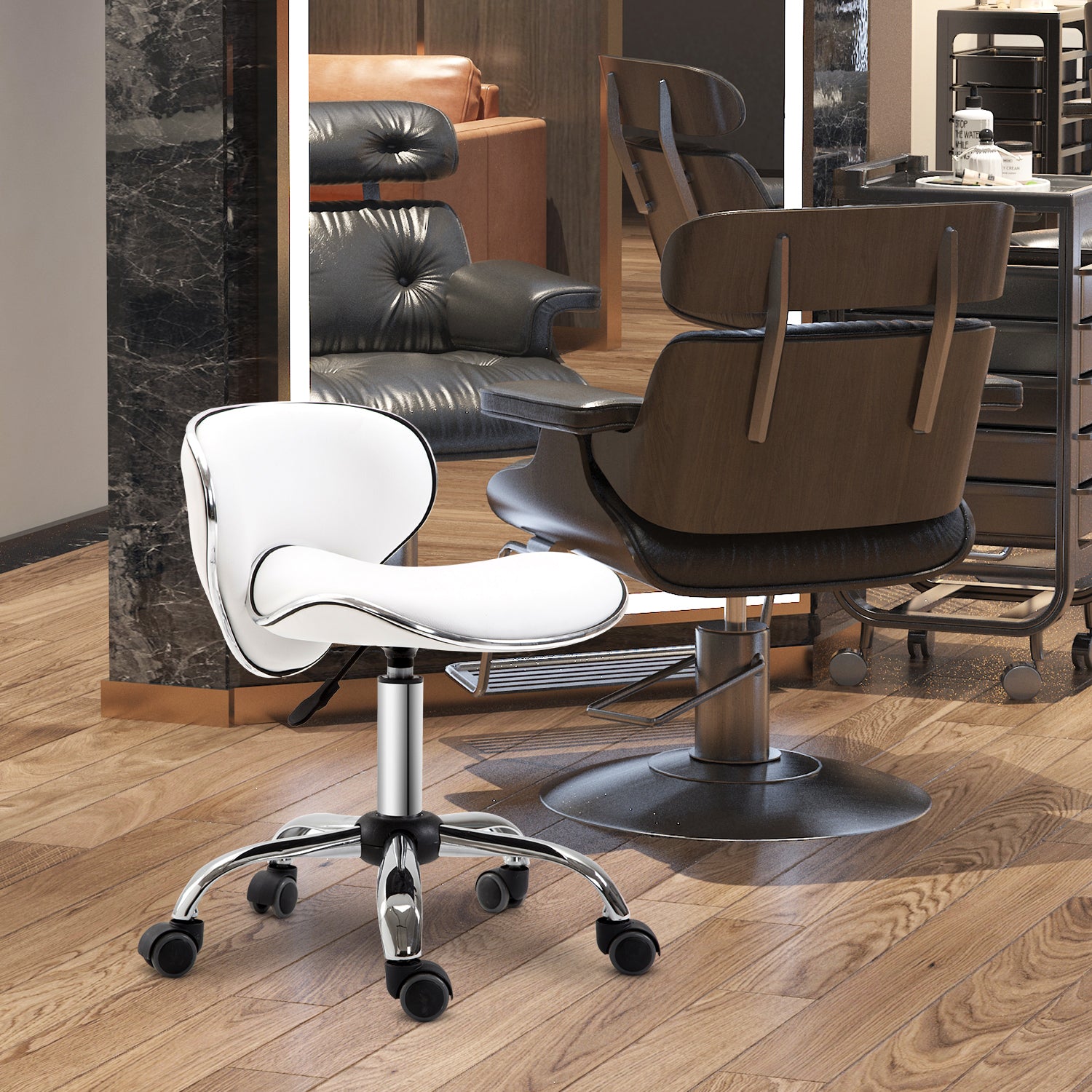 Office Chair Beauty Salon Rolling Technician Stool Chair | One Size | White