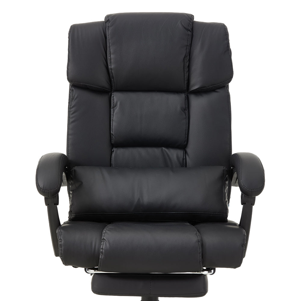Ergonomic Black Pu Office Chair – High Back, Recline 135°, Built-in Footrest, Adjustable Height, 360° Swivel
