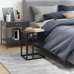 C Shape Side Table W/ Wood-effect Top | Jet Black