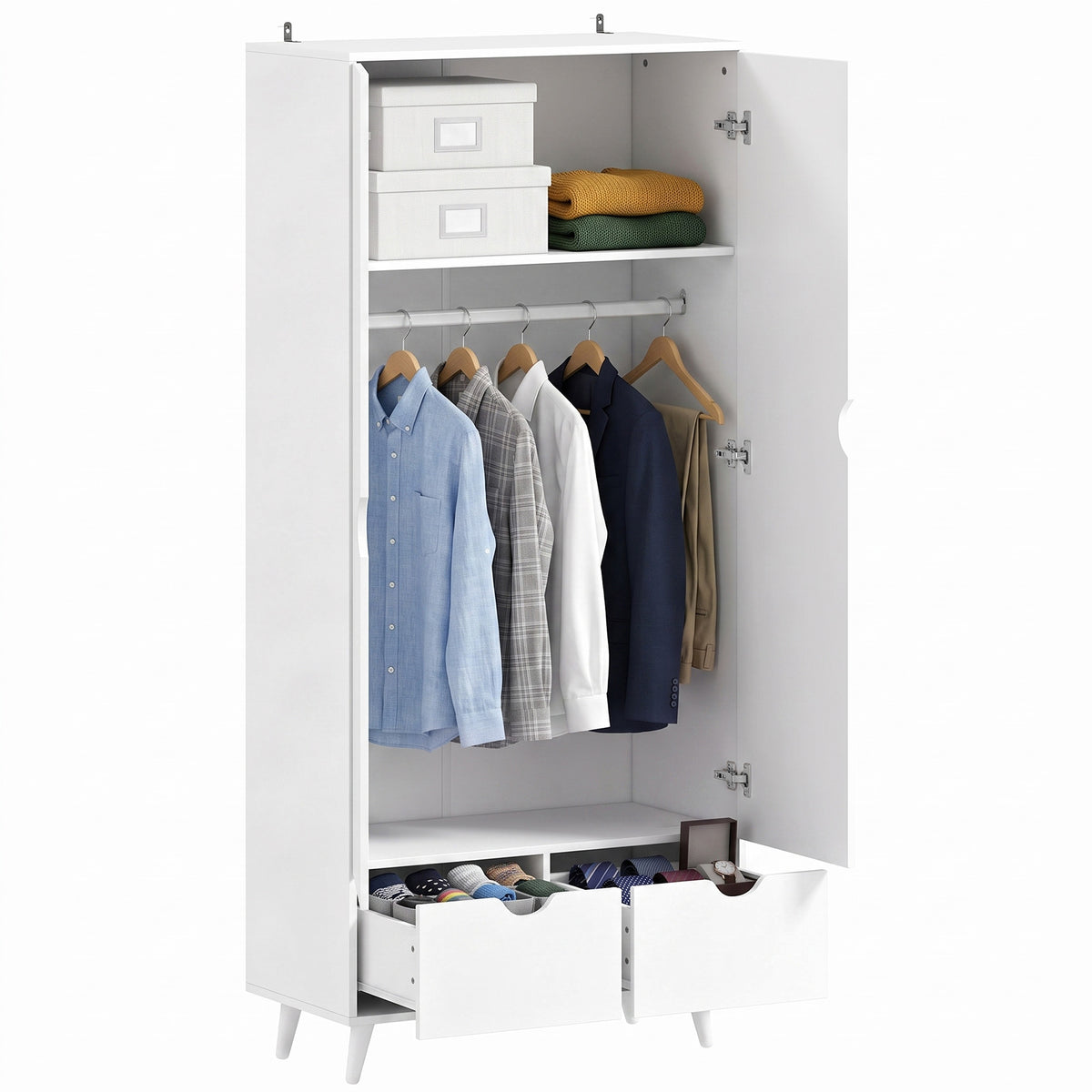 HOMCOM Storage Organisation Furniture With Rail And 2 Drawers, White