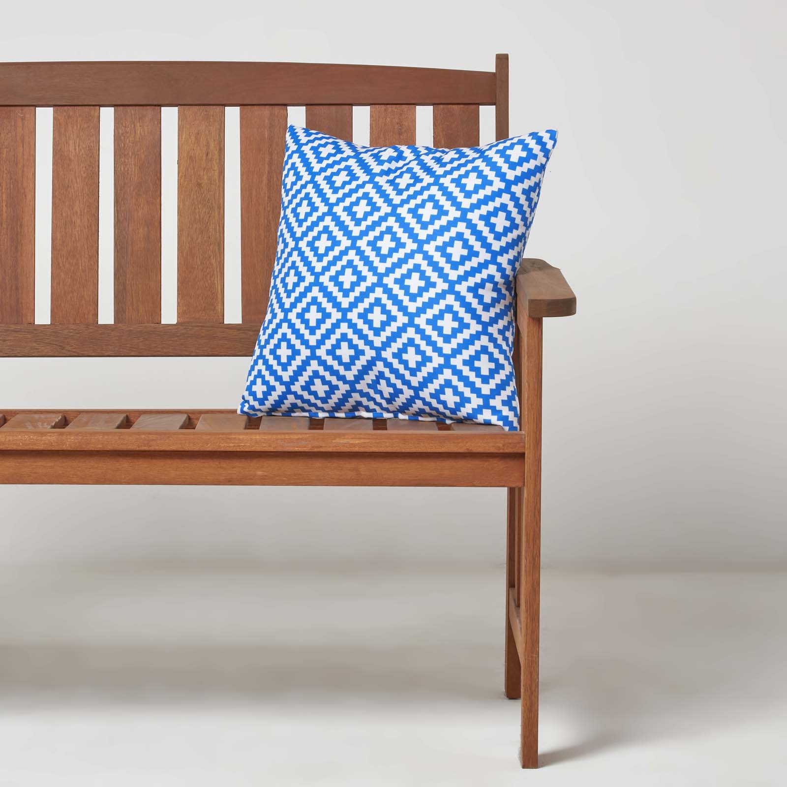 Blue Geometric Outdoor Cushion 45 X 45 Cm, Set Of 2 | 45cm x 45cm | Blue & White