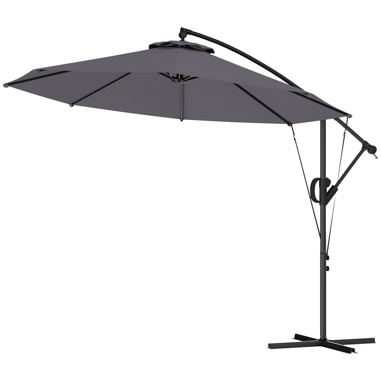 3(m) Cantilever Banana Parasol With Cover Wind Strap Upf50+ | Gray
