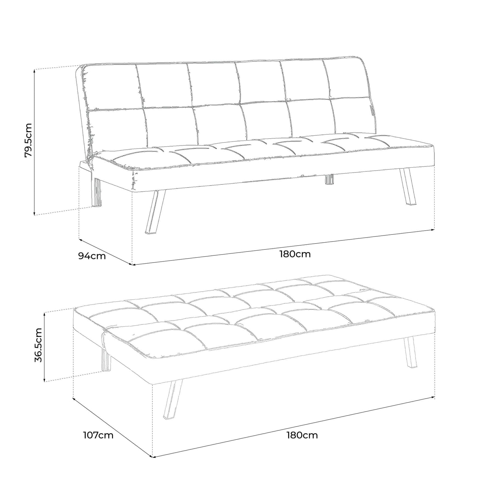 Click Clack Linen Blend Sofa Bed - 3 Seater | Yellow
