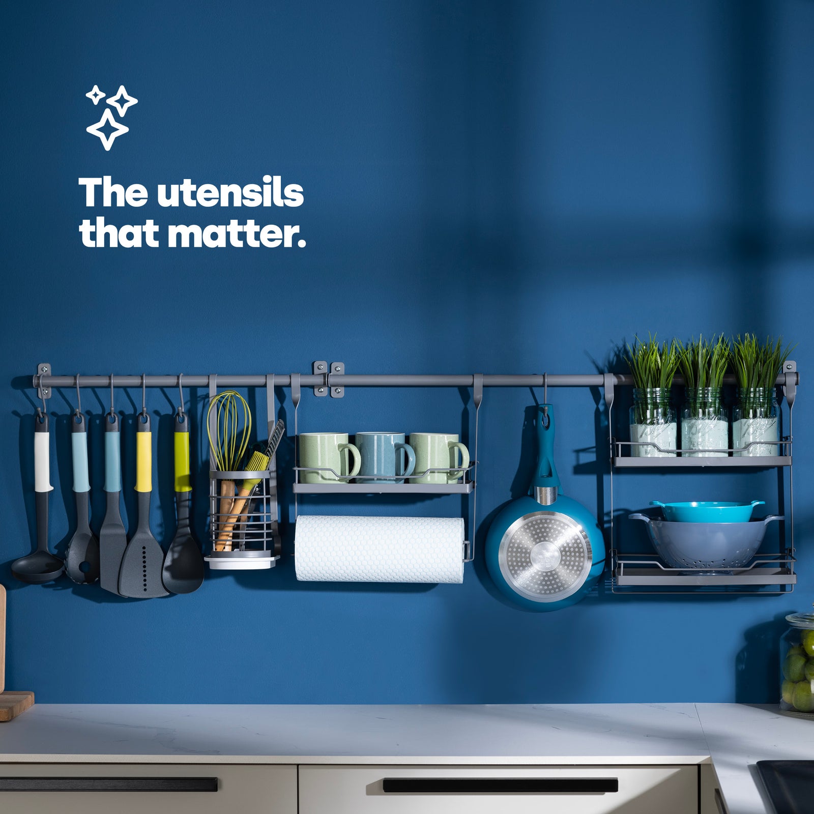 Hanging Utensil Holder - Grey