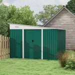 11.3x9.2ft Steel Garden Storage Shed Tool House With Doors | Green