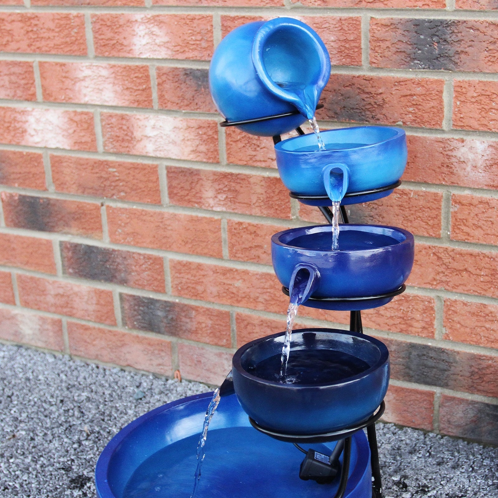 4 Tier Spilling Bowls Water Feature | Blue