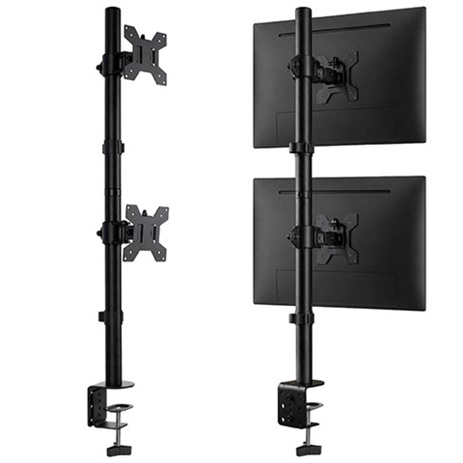 Futura Futura Dual Vertical Monitor Stand 13 To 32 Inch Height Adjustable Clamp Mount Supports 8kg Each