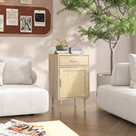 Set Of 1/2 Bedside Table With Rattan Drawer Adjustable | Set of 1 | Natura