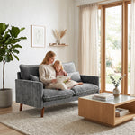 2 Seater Sofa, Modern Loveseat With Spring Cushions, Wide Seat | Grey