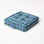 Cotton Tartan Check Floor Cushion | 40cm x 40cm | Blackwatch