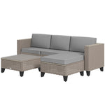 Rattan Garden Furniture Set W/ Corner Sofa, Table, Cushion | Brown