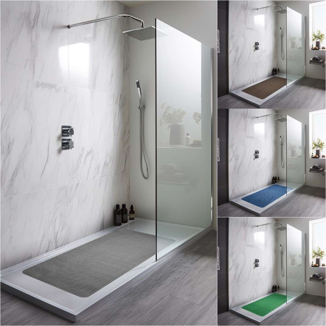 Reversible Pvc Shower Mat In Dual-colour | 75cm x 44cm | Brown & Grey