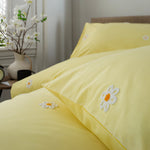 Tufted Daisy Duvet Cover Set – 100% Cotton, Soft, Breathable & Elegant Floral Bedding | King | Yellow