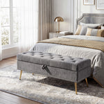 HOMCOM Storage Ottoman, Chenille Ottoman Storage Box