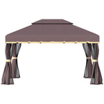 3 X 4m Aluminium Gazebo Marquee Canopy Pavilion Patio Garden | Coffee