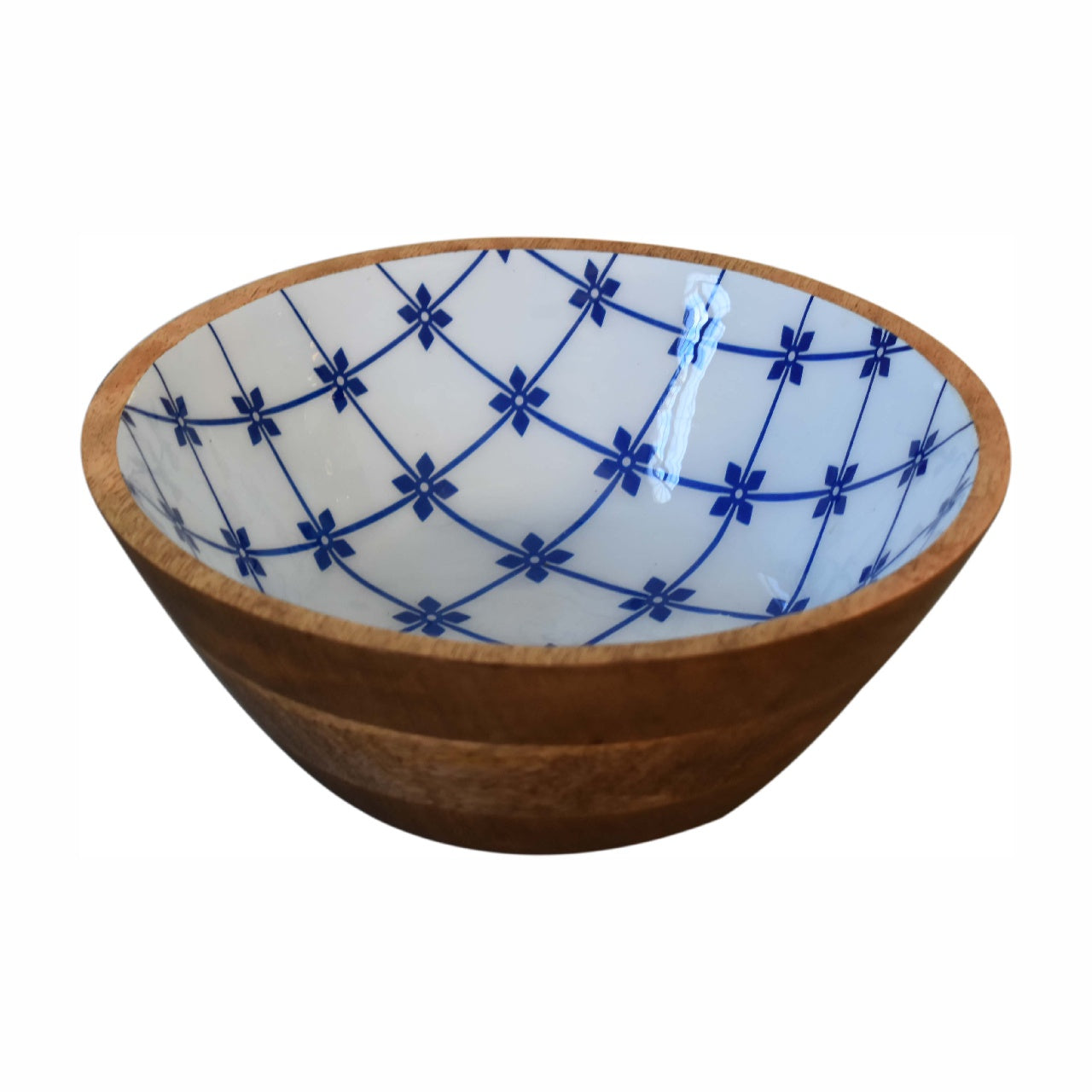 Solid Wood Blue And White Bowl Set Of 2