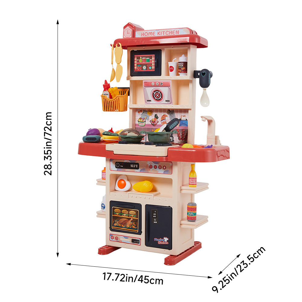 Children Pretend Kitchen Playset 43pcs Toy Accessory Set | Red