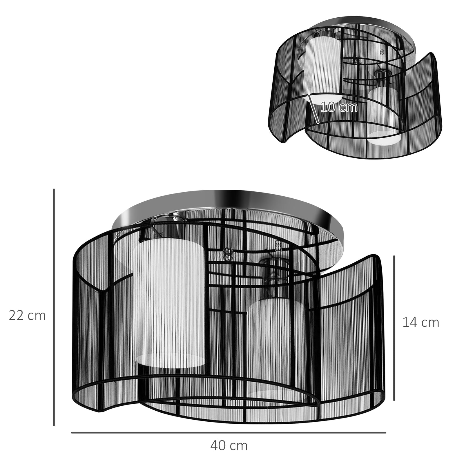 Flush Mount Ceiling Light W/ Wire Drawing Lampshade Chrome