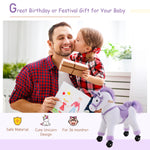 Kids Plush Ride-on Unicorn Walking Horse Toy W/realistic Sound Handlebar