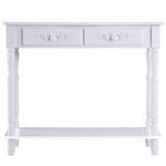 Wooden Console Table With Storage Shelf Two Drawers
