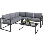 Grey 3-piece L-shaped Garden Sofa Set