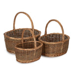 Oval Unpeeled Willow Shopping Basket | Set-of-3 | Brown