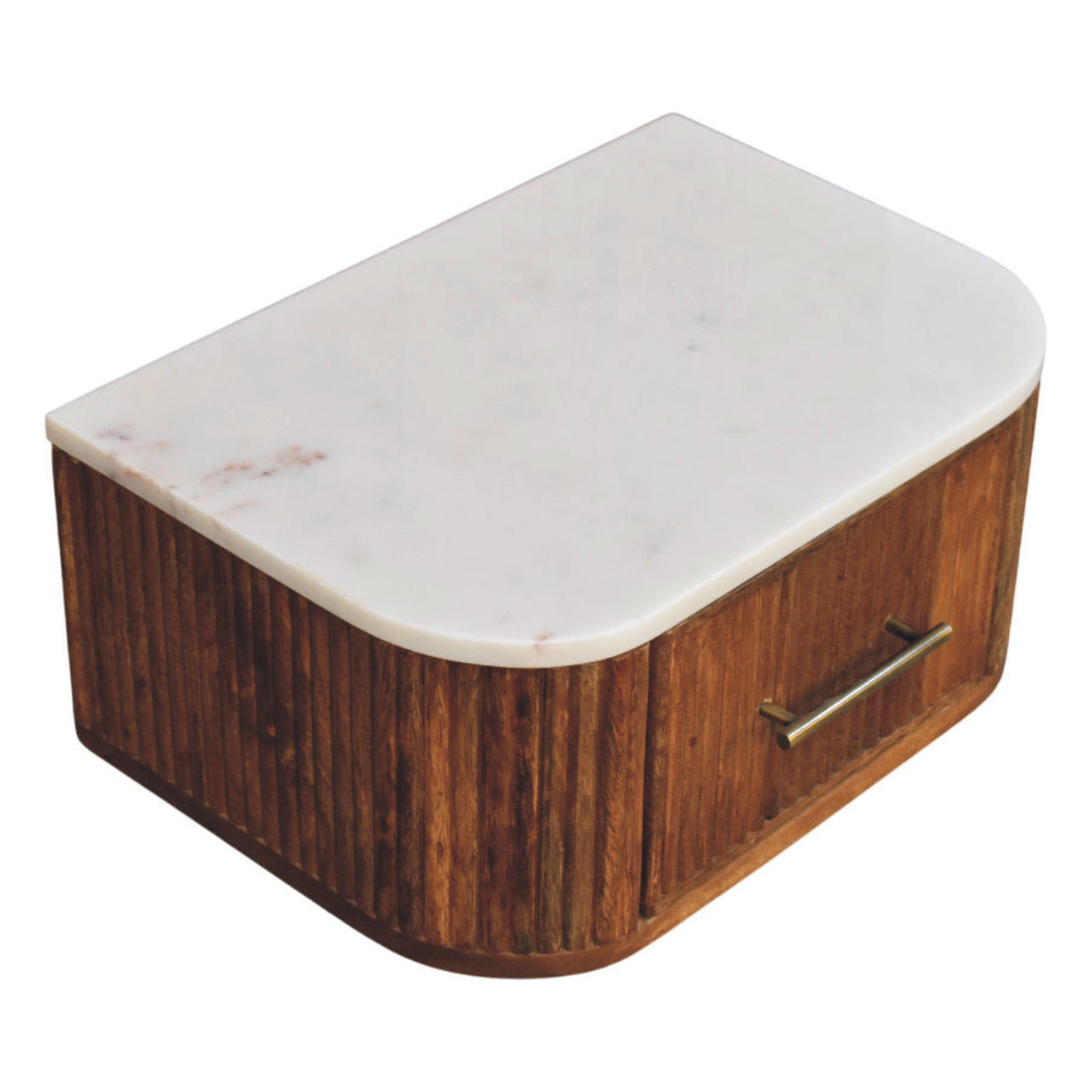 Beaumont Wall-mounted Bedside, 1 Drawer, Beige and White | Brown