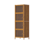 Versatile 4-tier Storage Cabinet With Transparent Doors,bamboo & Mdf Freestanding Organizer For Small Spaces