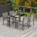 4 Seater Rattan Garden Furniture Set W/ Tempered Glass Top | Gray