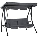 2-in-1 Patio Swing Chair 3 Seater Hammock Cushion Bed Tilt