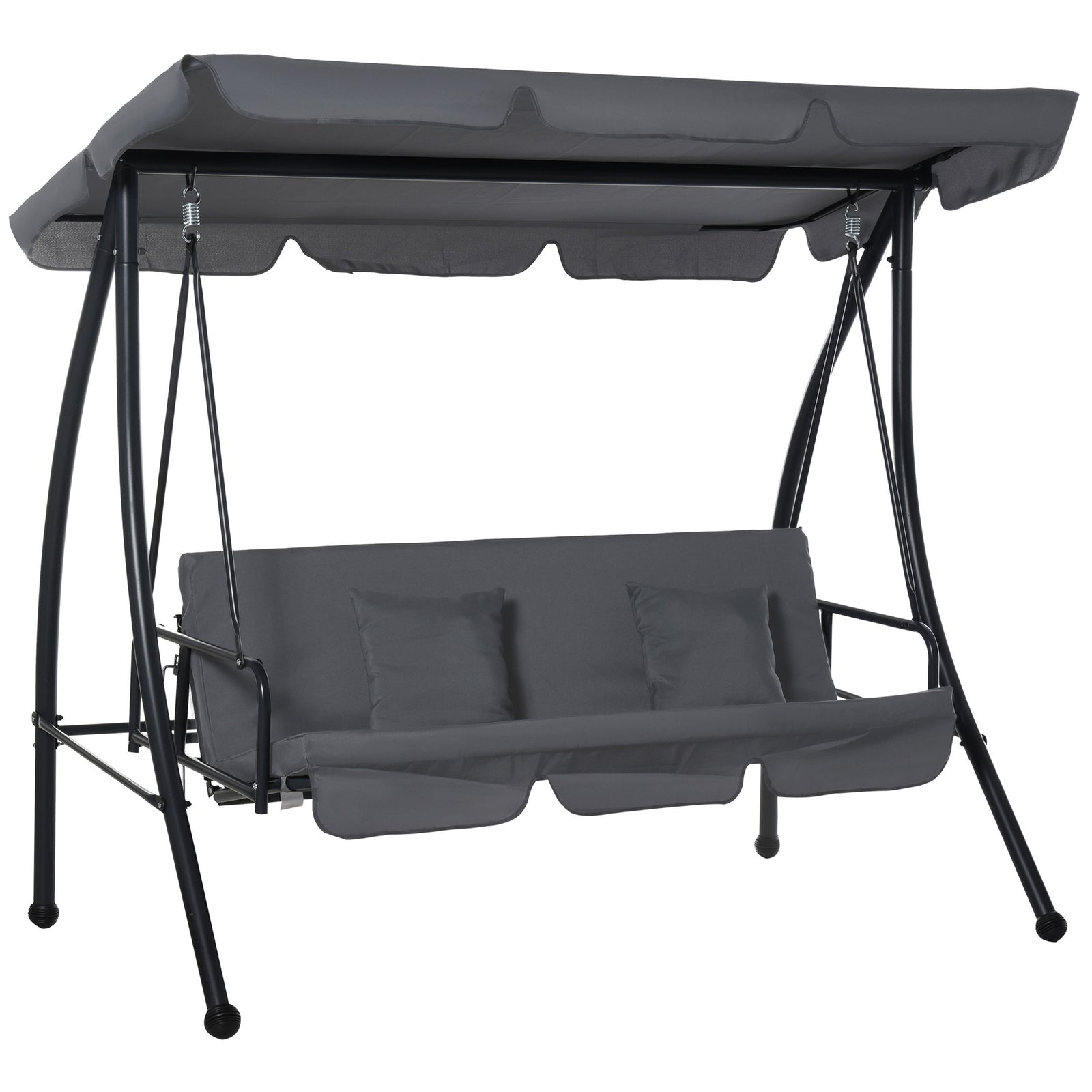 2-in-1 Patio Swing Chair 3 Seater Hammock Cushion Bed Tilt