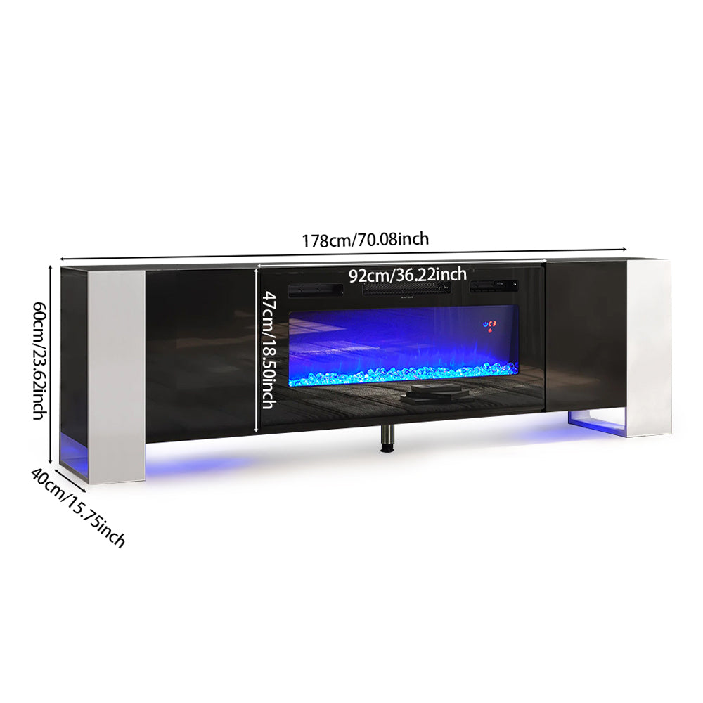 36-inch Recessed Electric Fireplace Tv Stand With Remote Control, 12 Flame Colors & 5 Brightness Levels | Black