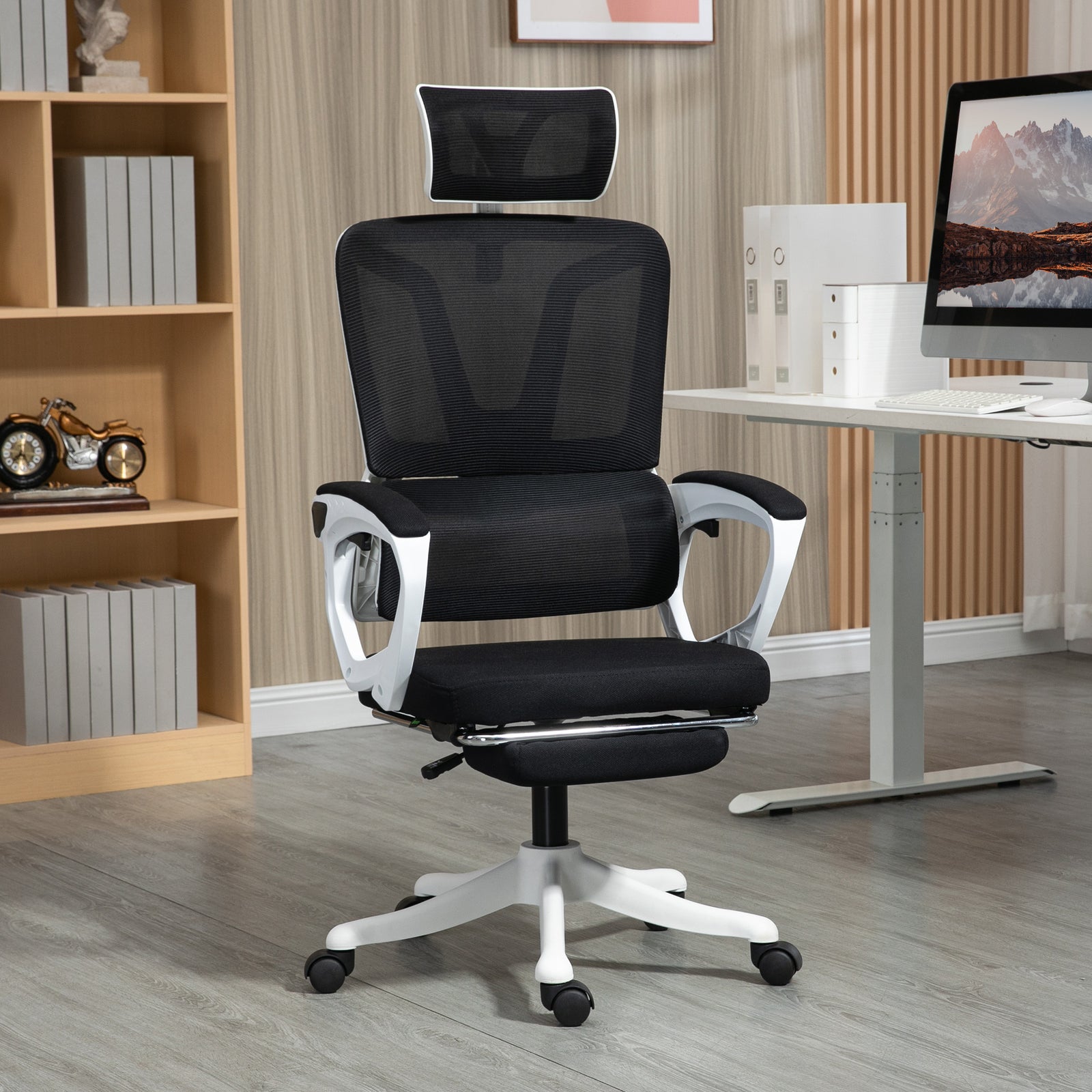 Mesh Chair W/ Foot Rest Headrest