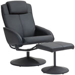 Swivel Armchair With Footstool And Adjustable Backrest | One Size | Black