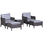 5 Pieces Outdoor Patio Furniture Set Wicker Conversation Set | Dark Gray
