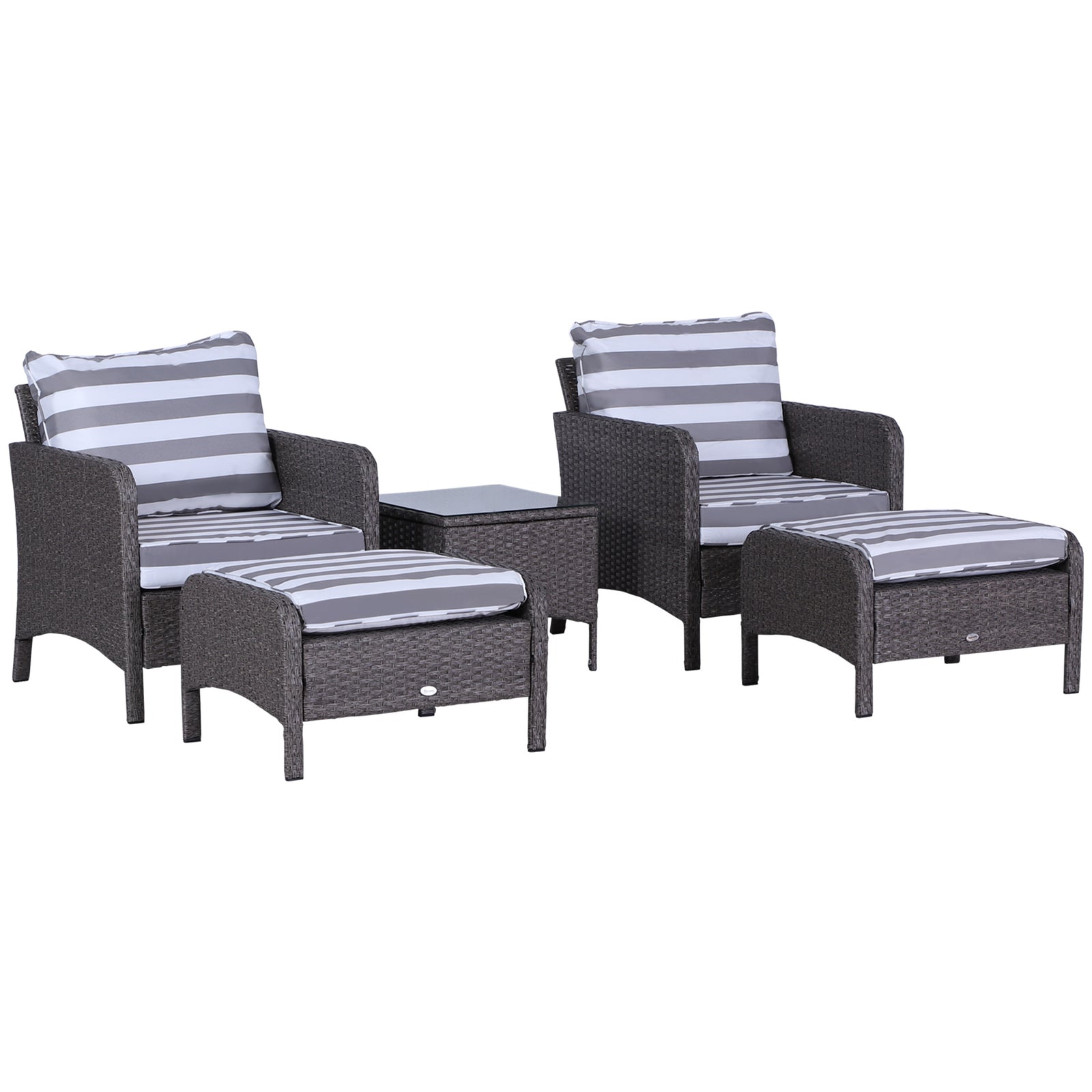 5 Pieces Outdoor Patio Furniture Set Wicker Conversation Set | Dark Gray