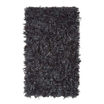 Dallas Leather Shaggy Rug | 120cm x 180cm | Black