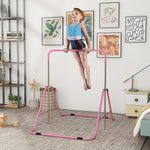 Kids Gymnastic Bar W/ Adjustable Height, Foldable Training Bar | Pink